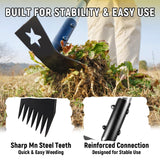BlumeTrec 2-in-1 Weed Rake and Garden Hoe, 68" Weed Puller Tool with Long Handle, Manual Weeds Remover, Heavy Duty Stand Up Weeder Uprooting Weeding Pull Tool for Garden Yard Lawn Patio