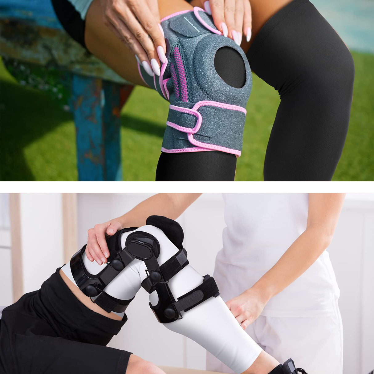 Sosation 8 Pcs Knee Brace Undersleeve Knee Sleeve for Under Brace Closed Patella Compression Breathable Leg Sleeves for Men Women Thigh Shin Support for Sports Protector(Medium)