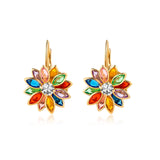 Barzel 18K Gold Plated Flower Earrings - Colorful Lotus Flower Earrings For Women - Made in Brazil