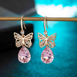 EVEVIC Austrian Crystal Butterfly Teardrop Drop Earrings for Women