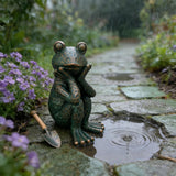 ResinHaven Meditation Frog Sculpture, 10" H 7.48" L Handcrafted Resin Zen Frog Statue, Suitable for Garden, Courtyard, Indoor and Outdoor Home Decoration