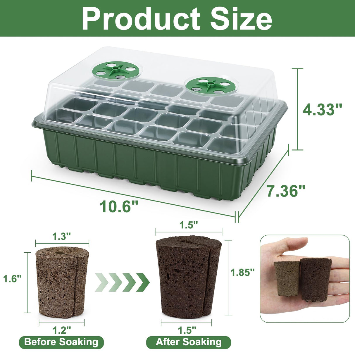 Upgrade Grow Sponges with Tray, 24 Pack Seed Starter Pods & Starter Plugs for Cuttings, Hydroponic Grow Sponges for Seed Starting, Plant Plugs for Herbs Vegetables Flowers, Easy Transplant Rooter Pods