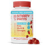 SmartyPants Kids Multivitamin Gummies, Sugar Free: Omega 3 (ALA), Vitamin D3, C, Vitamin B12, B6, A, K & Zinc for Immune Support, Biotin, Erythritol Free, Strawberry Banana, 44 Count (22 Day Supply)