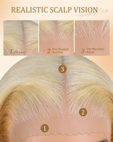 Guangming 32 Inch 613 13x6 Lace Front Wig Human Hair 200% Density Body Wave Blonde Wig Human Hair 613 HD Lace Frontal Wigs Pre Plucked with Baby Hair for Women