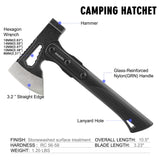 SULKADA Camping Hatchet, 10.5 Inch Survival Axe,Stainless-Steel Blade,Fiberglass Shock Reduction Handle with Anti-Slip Grip, for Chopping Wood,Gardening and Outdoor Survival,Gift for Dad Men