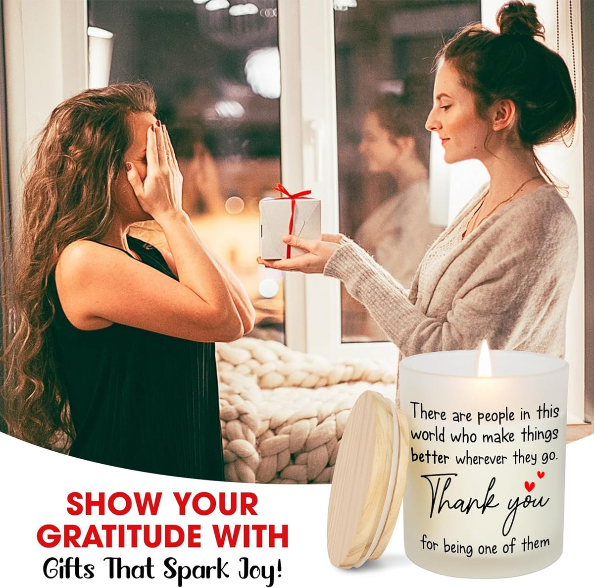 OASSIE Thank You Gifts for Women - Vanilla Lavender Scented Candle 10 oz