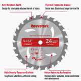 Revvstark 5-1/2" (10mm Arbor) Circular Saw Blades 24T&48T, Carbide Tipped Teeth, Heavy Duty TCT Saw Blades for Cutting Various Wood, Plastic and Composite Materials