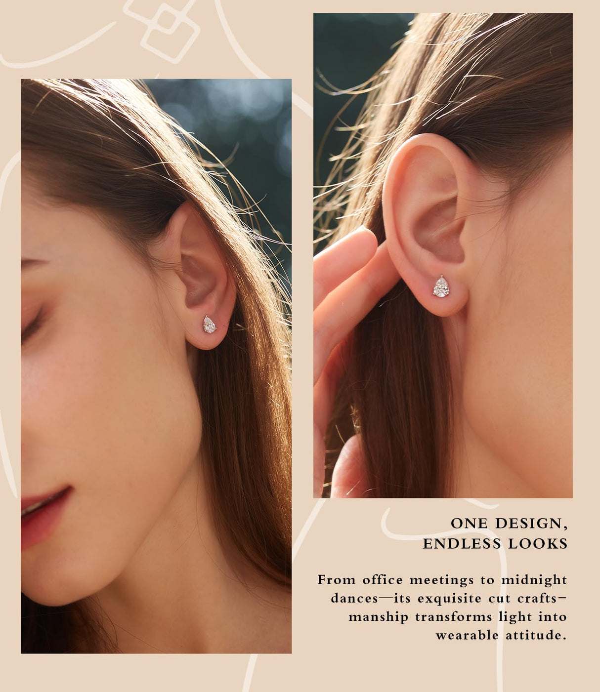 "STUNNING FLAME" 18K White Gold Plated 925 Sterling Silver Cubic Zirconia Pear Cut Stud Earrings | Teardrop CZ Studs for Women（Pear，6）