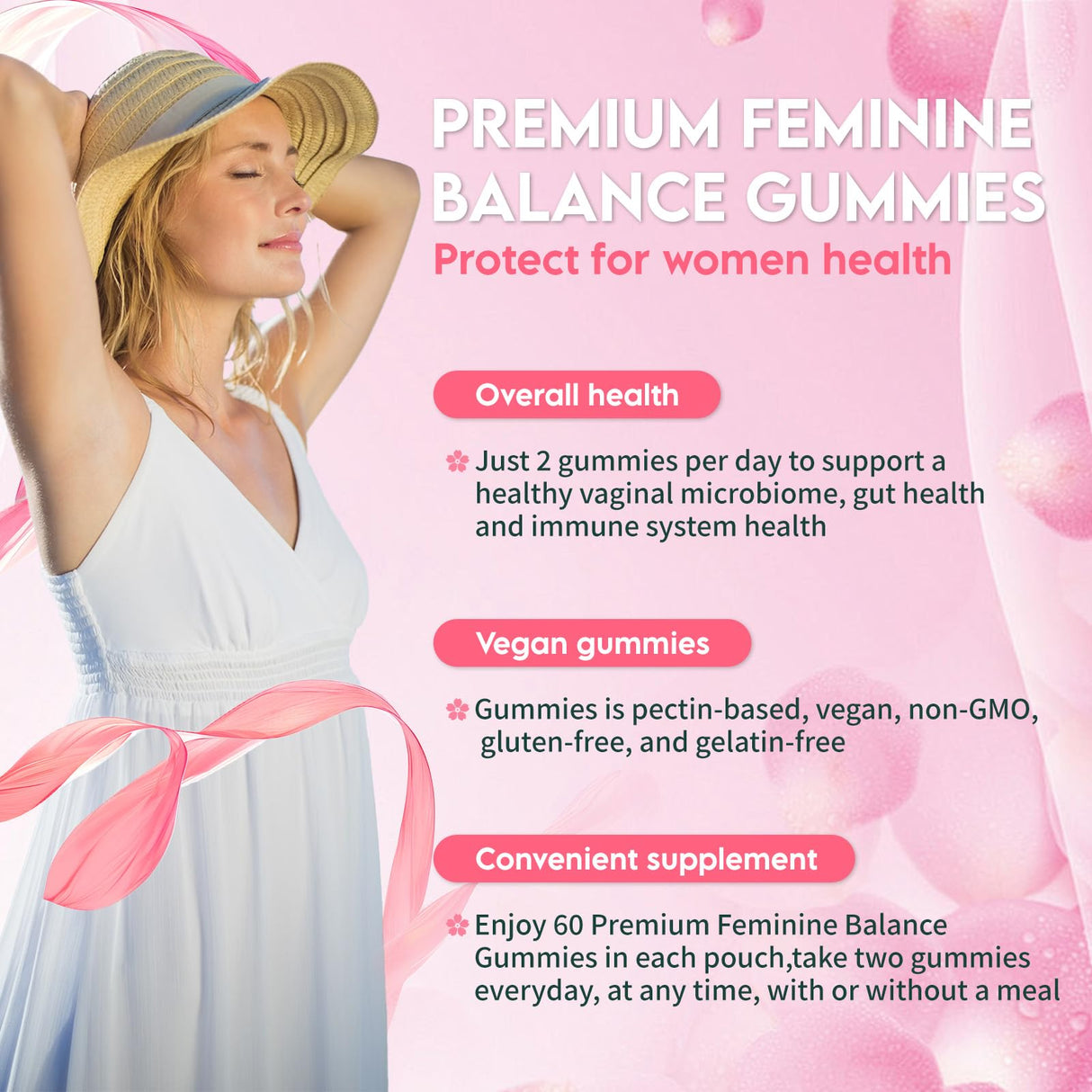 Airboy Feminine Balance Gummies - Pineapple Gummies for Women PH - Feminine Probiotics Gummy - Immune Support, Vaginal Flora Balance - 60 Gummies