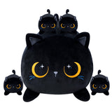 YIIQUWEN Black Cat Plush Cute Cat Stuffed Animal with 4 Baby Soft Pillow Christmas, Thanksgiving, Birthday Gift for Girls Boys Kids Decor