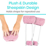 Vive Sheepskin Crutch Pads & Hand Grips - Comfortable, Breathable, Machine Washable Padding for Adults - Premium Accessory Covers for Crutches, Armpits - Latex-Free & Non-Toxic