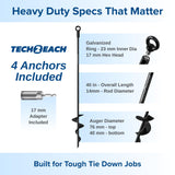 40 Inch Ground Anchor Stakes Heavy Duty – Extra Long Fully Welded Screw in Auger Ground Anchors for Deep Hold Tie Down Outdoor Structures, Earth Anchors for Shed Canopy Tent Yard, Sandy Soil, 4 Pack