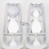Frieren Cosplay Wig for Sousou no Frierenn, Long Silver White Wigs Ponytails + Wig Cap for Frieren Beyond Journey's End Halloween Christmas Costume Party