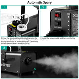 AGPTEK Fog Machine, 500W Smoke Machine with Wireless Remote & Automatic Spray Function, Great for Halloween, Christmas, Wedding, Parties, DJ Performance & Stage Show