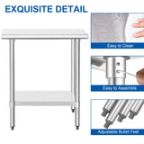 HARDURA Stainless Steel Work Table Commercial 18×36 Inches Kitchen Prep Table and Heavy Duty Commercial Workbench NSF 430 with Undershelf and Galvanized Legs