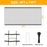 NERKT Plastic Mesh Fence 55gsm Thicker Temporary Deer Fencing, 4x75ft