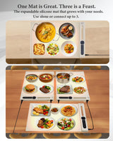 KokoSelene Food Warming Mat, Dual-Zone Heating Mat for Food with 7 Temp & Timer, 10s Fast Heat Flexible Silicone Warmer for Home, Parties, Buffet Serving (Cream-1 PCS)