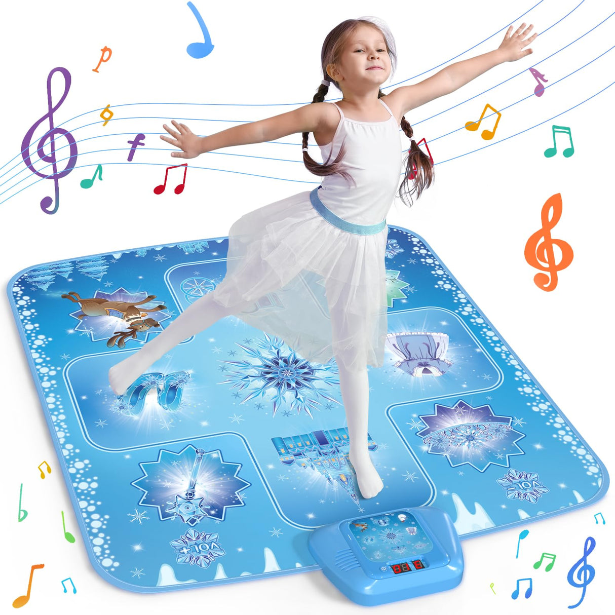 GirlsHome Dance Mat - Frozen Toys for Girls Electronic Dance Pad with 5 Game Modes, Built-in Music, Touch Sensitive Light Up LED Kids Musical Mat, Christmas & Birthday Gift for Girls 3-13