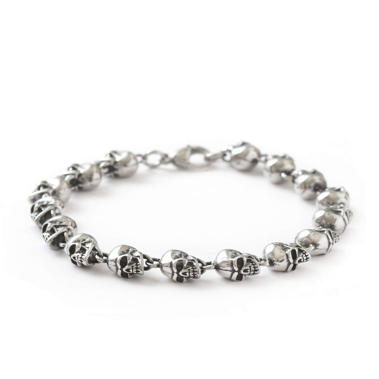 HAQUIL Gothic Skull Beaded Link Bracelet for Men, Skull Jewelry Gift