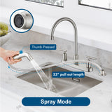 Cinwiny Kitchen Faucet, High Arc 360° Swivel Spout, 2-Handle 8 Inch Centerset Kitchen Sink Faucet with Side Sprayer, 3 or 4 Hole Kitchen Faucet for RV, Utility & Laundry Sink, Brushed Nickel