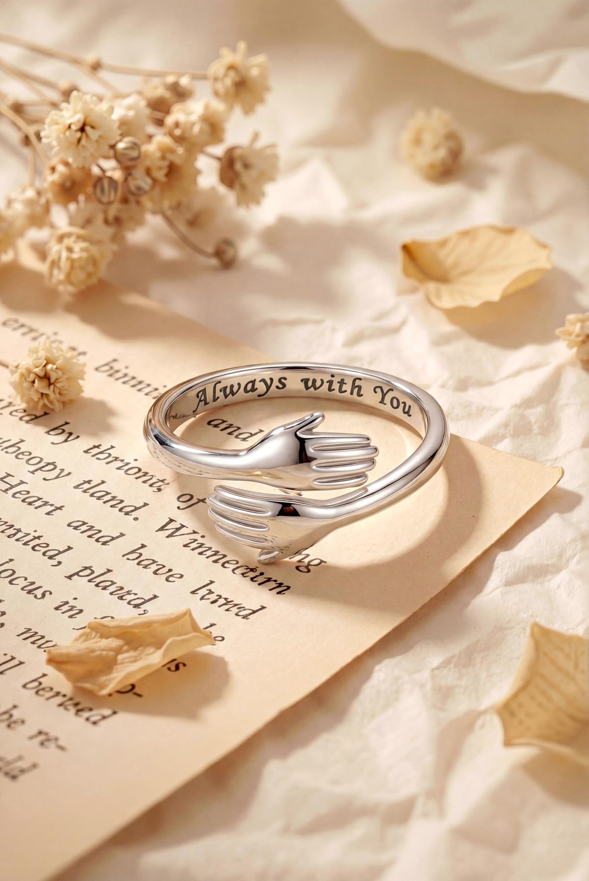 YADOCA 925 Sterling Silver Hug Ring for Women Girls Daughter Granddaughter