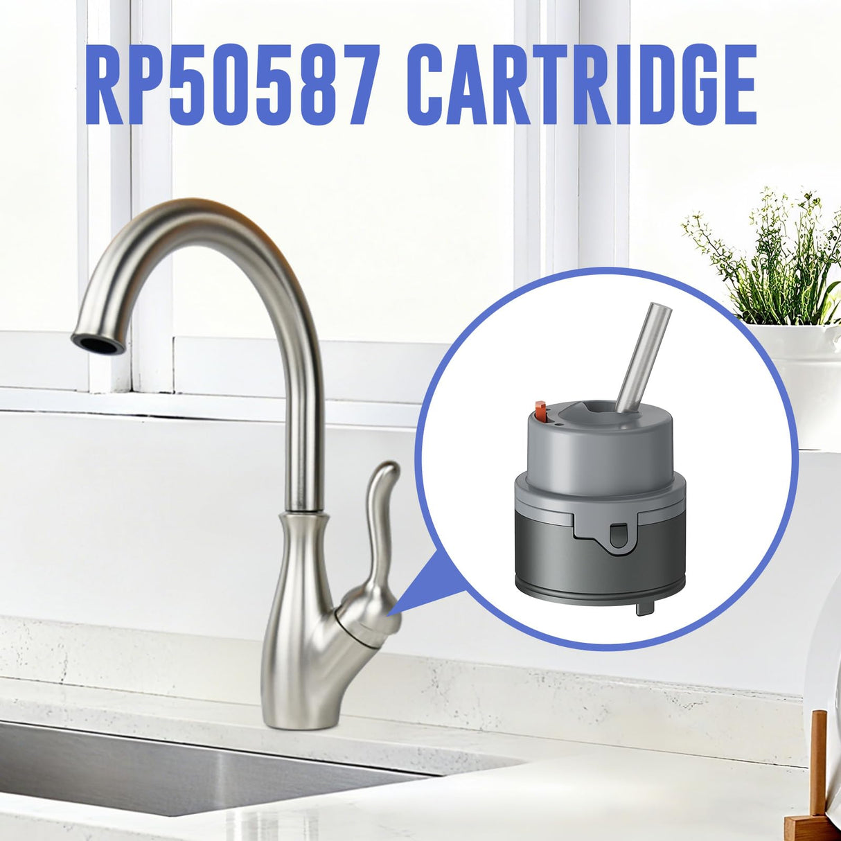 RP50587 Cartridge Replacement for Delta Most DST Single Handle Kitchen and Bathroom Faucets, Compatible with 36mm DIAMOND Seal Technology Models, Includes RP51503 Bonnet Nut