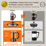 Veken 34oz French Press Coffee Maker, No Plastic Touching Cafe,1 L Cafetera