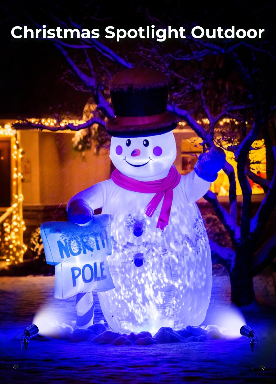 Halloween Spotlights Outdoor, 120V Plug-in Christmas Spot Light, 5000K LED Landscape Lighting with 5 Color Lenses (Red Green Blue Purple Yellow), IP67 Waterproof, 2 Pack