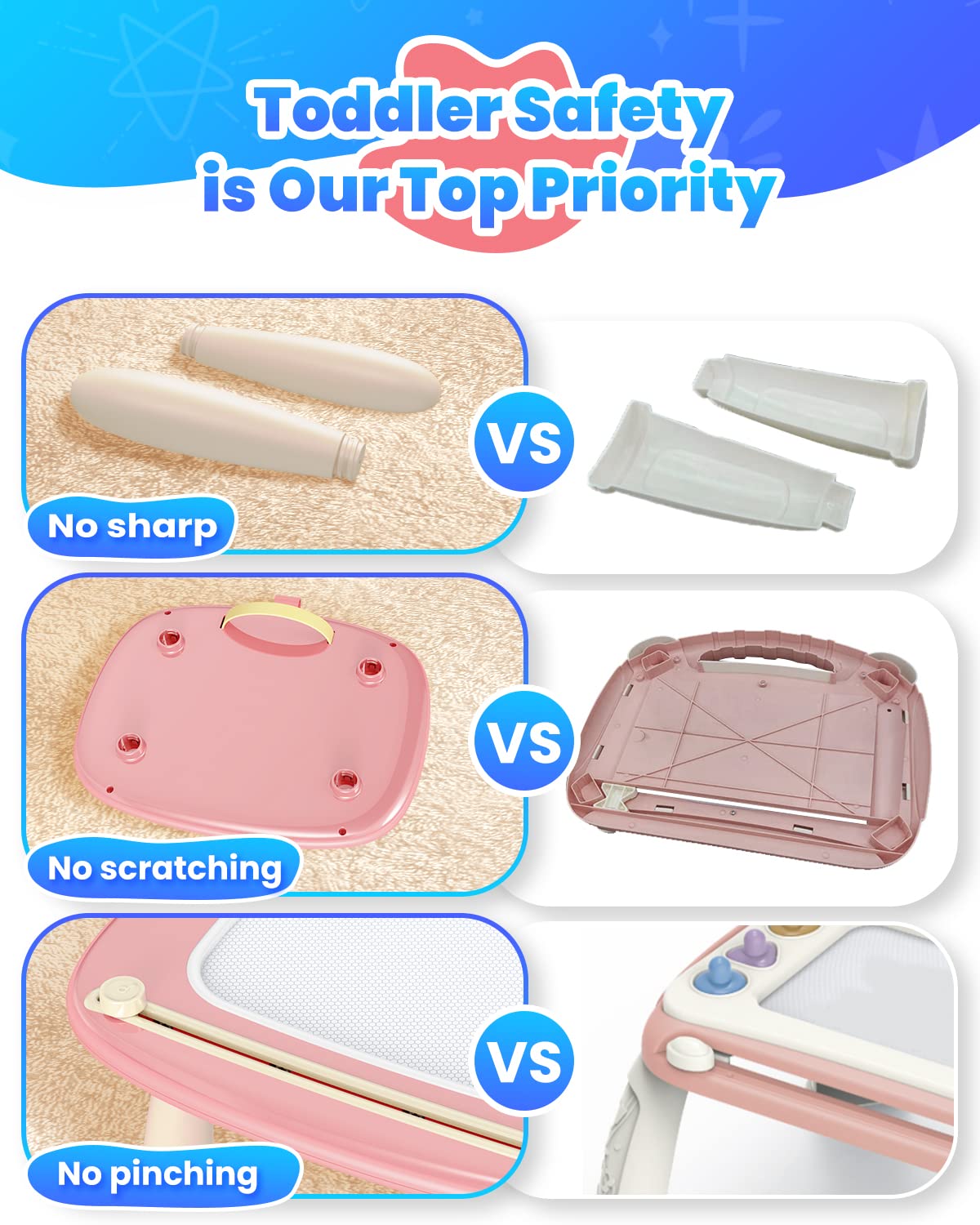 Seimome Magnetic Drawing Board, Toddler Girl Toys for 1-2 Year Old, Doodle Board Pad Learning and Educational Kids Toys for 1 2 3 Year Old Baby Girl Birthday Christmas GIF- Pink