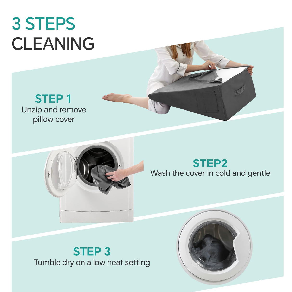 Bedluxe Bed Wedge Pillow for Sleeping, 10 Inch Memory Foam Wedge Pillow Post Surgery, Triangle Pillows Wedge, Elevated Support Pillows for Sleeping, Acid Reflux & Snoring - Removable Washable Cover