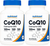 Nutricost CoQ10 100mg, 120 Vegetarian Capsules, 120 Servings - High Absorption, Vegetarian, Non-GMO, Coenzyme Q10 (Pack of 2)