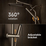 Veken All Metal 10" Brushed Nickel Shower Head with Handheld, Luxurious Square High Pressure Double Rain Shower Heads with Power-wash Hand Held, Dual Detachable Rainfall Showerhead,Bathroom Upgrade