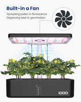 iDOO Hydroponics Growing System Kit 12Pods, Indoor Herb Garden with LED Grow Light, Built-in Fan, Auto-Timer, Adjustable Height Up to 11.3", for Home School Office, Gifts for Women Men Fathers