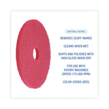 Boardwalk Buffing Floor Pads, 17" Diameter, Red, 5/Carton