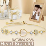 yongder Dainty Adjustable 14K Gold Plated Heart Link Chain Bracelet for Women
