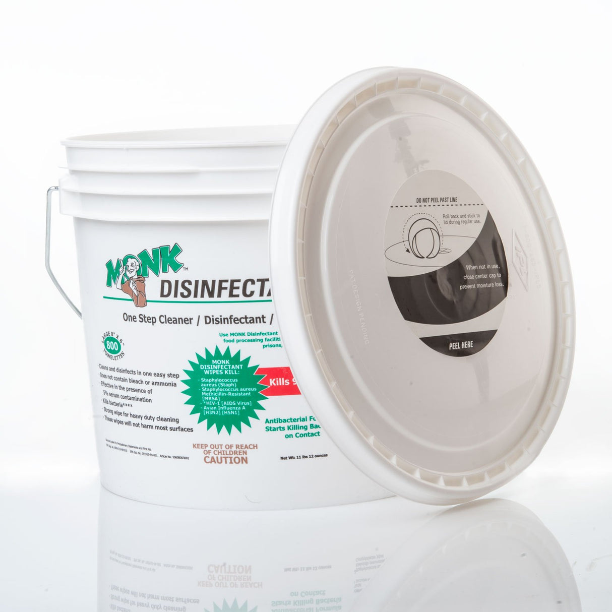 Monk Disinfectant Wipes One Step Cleaner, Disinfectant, Deodorizer & Sanitizer, 2 Buckets Packs containing 1600 Wipes, Perfect for Gyms, Fitness Clubs, Schools, Commercial Facilities