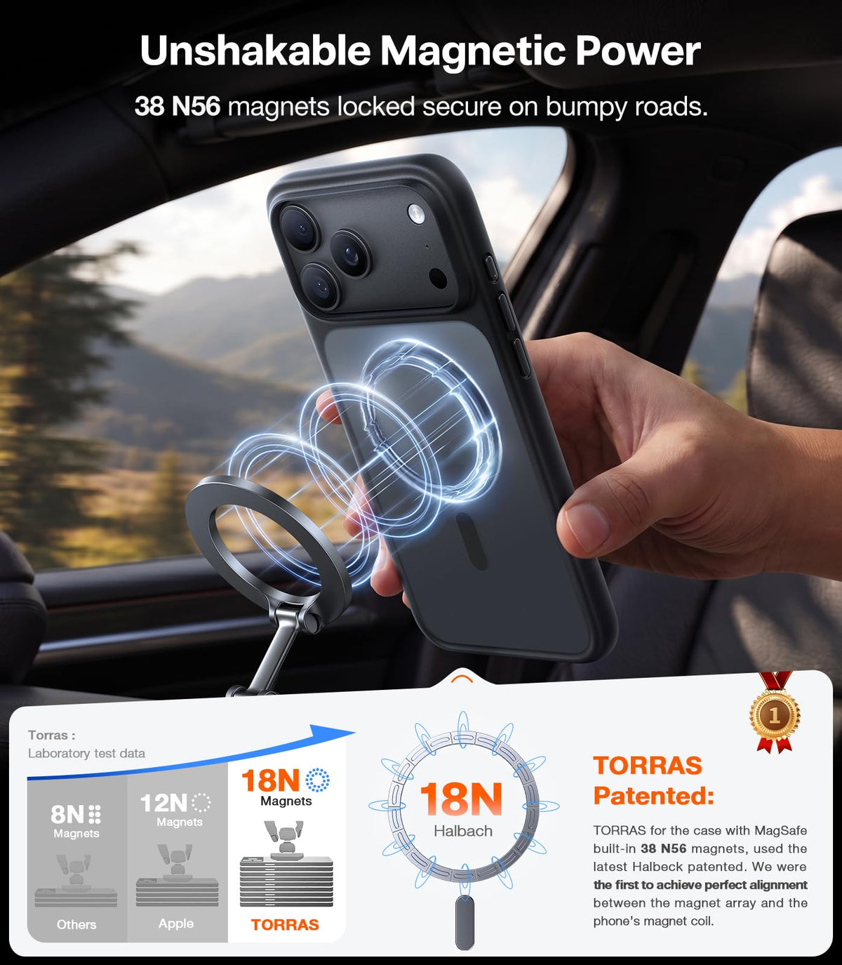 TORRAS Stronger Magnetic & Shockproof for iPhone 18 Pro Max Case Slim Black