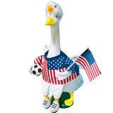 Soccer Porch Goose Outfits, Football Geese Duck Statues Clothes Art Decor