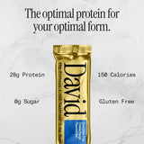 David Protein Bar, Chocolate Chip Cookie Dough and Peanut Butter Chocolate Chunk, 24 Protein Bars | 28g of Protein | 150 Calories | 0g of Sugar - High Protein, Low Carb, Gluten Free Protein Bar (2 Pack - 24 ct.)
