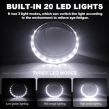 30X Charge Magnifier with Light, NUEYiO 4.33Inch Large Handheld Magnifying Glass with Light, 20 Daylight LEDs & Third Gear Dimming Lighted Magnifying Glass for Seniors Reading Inspection Coin Jewelry