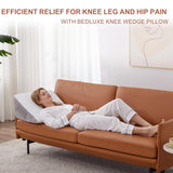 Bedluxe Knee Pillow for Back Sleeping, Leg Pillow Knee Wedge Pillow, Memory Foam Wedge Pillows for Legs Post Surgery, Triangle Pillow for Knee Support, Leg Elevation, Knees Hip Back Pain Relief, White