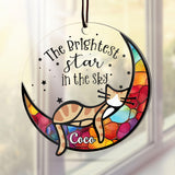 Cat Memorial Gifts for Loss of Cat — Personalized Cat Memorial Suncatcher Ornament, Sympathy Gift for Cat Lovers, Stained Glass Window Hanging, Pet Loss Gift