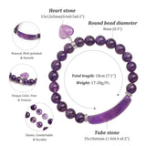 TUMBEELLUWA Purple Amethyst Healing Crystal Bracelet with Heart Charm