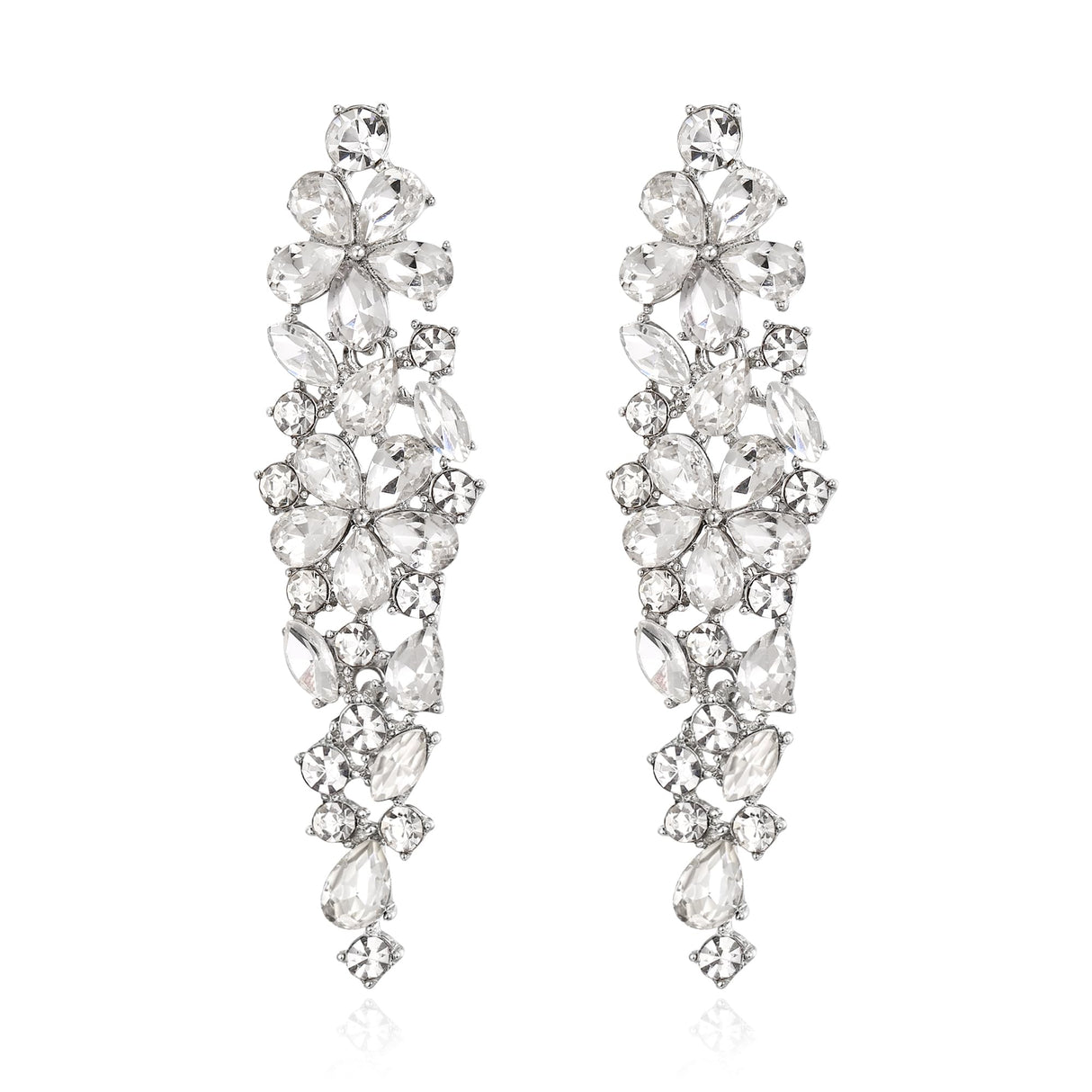 EleQueen Women's Sparkle Clear Crysatl Bridal Earrings bridal for Wedding