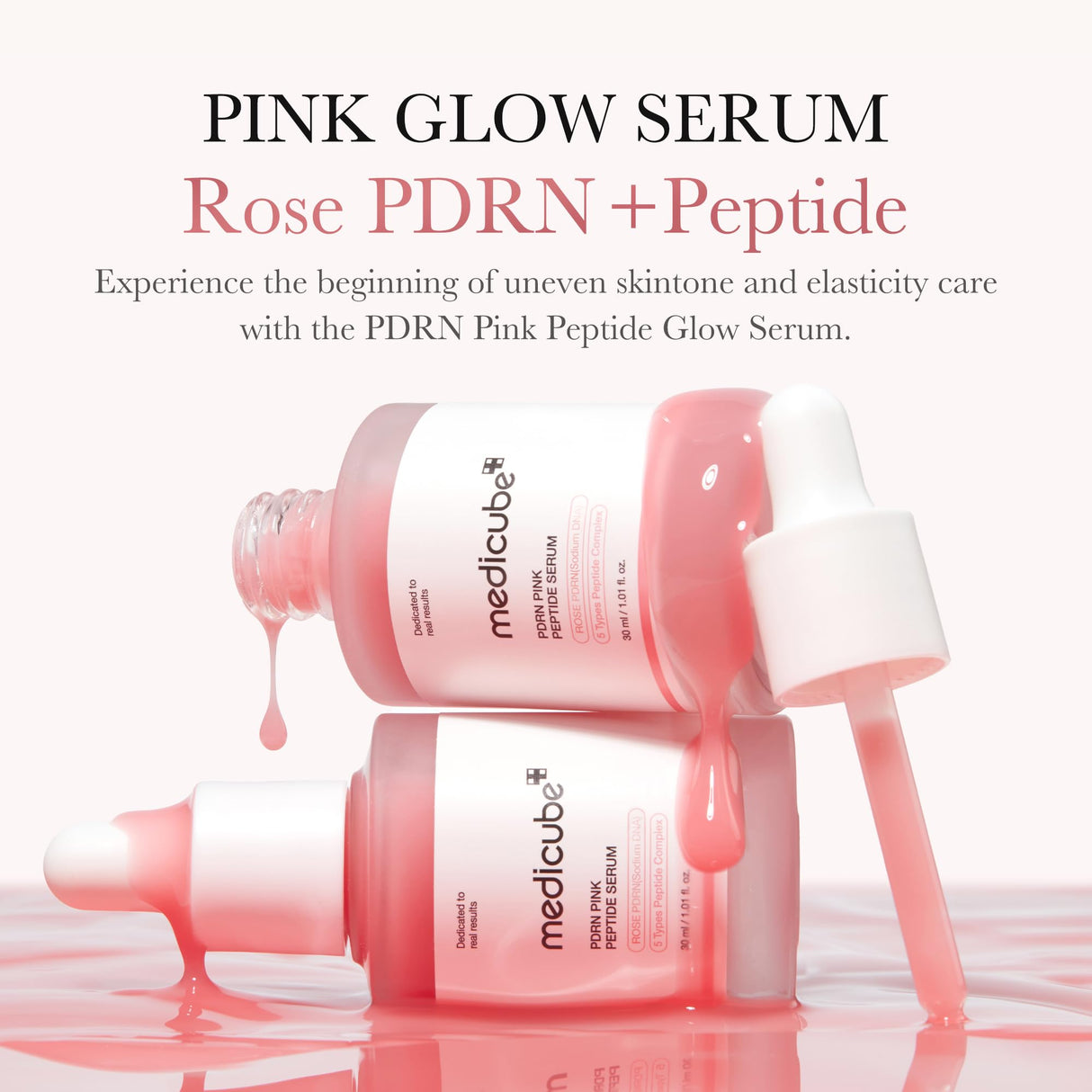 medicube Affordable Pink Routine Duo: Age-R Booster Pro Pink | 6-in-1 Real Glass Glow Beauty Massager and PDRN Peptide Serum