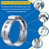Seept 115Pcs 10-Sizes 304 Stainless Steel Single Ear Hose Clamps with Ear clamp plier 6-28.6mm Crimp Hose Clamps Assortment Kit for Auto/Home Appliance/Pipe/Fuel Line Stepless hose clamp with pincer