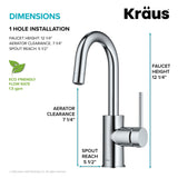 KRAUS Oletto Single Handle Kitchen Bar Faucet in Chrome Finish, KPF-2600CH