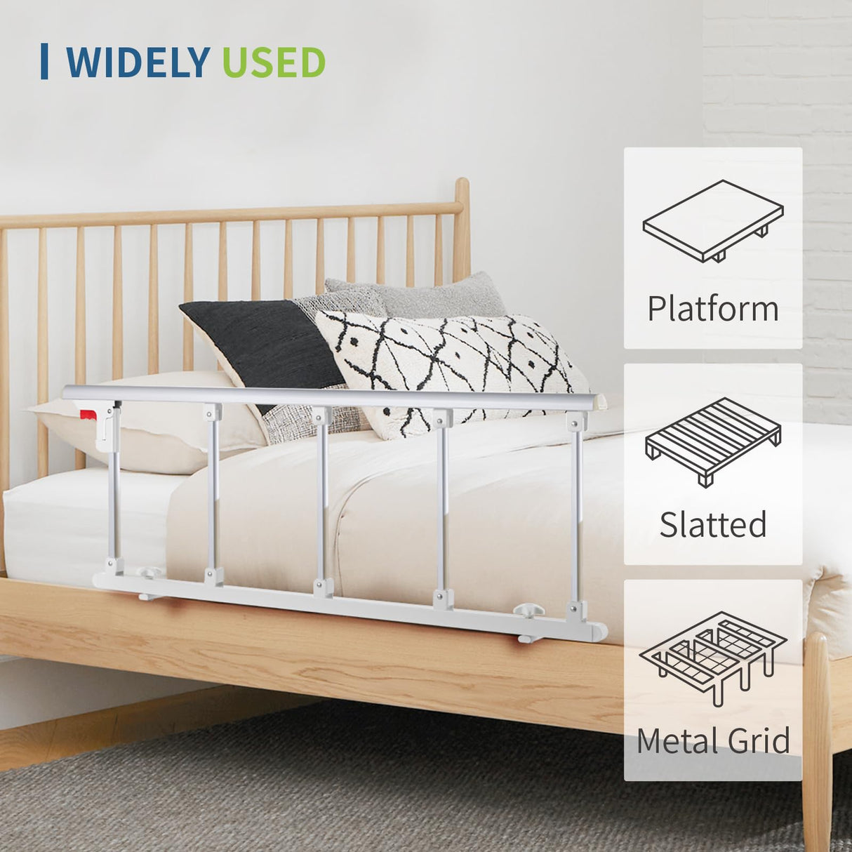 CanFord Bed Rails for Elderly Adults Safety, Folding Bed Assist Rail Handle for Seniors & Surgery Patients, Fall Prevention Safety Hand Guard Fit King, Queen, Full, Twin(Tool-Free Assembly), 48"x17.2"