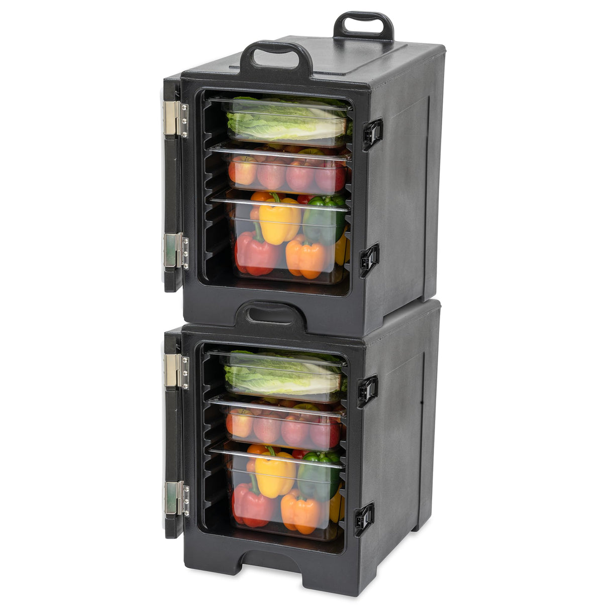 Pearington 81 Quart End-Loading Insulated Food Pan Carrier for 5 Full-Size Pans, Black, 2 Pack