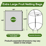 2 Pack 12x12FT Extra Large Fruit Tree Netting with Double Zipper & Double Drawstring, Heavy Duty Bird Netting for Fruit Trees, Reusable Tree Net to Protect Large Trees from Birds, Squirrels, Deer